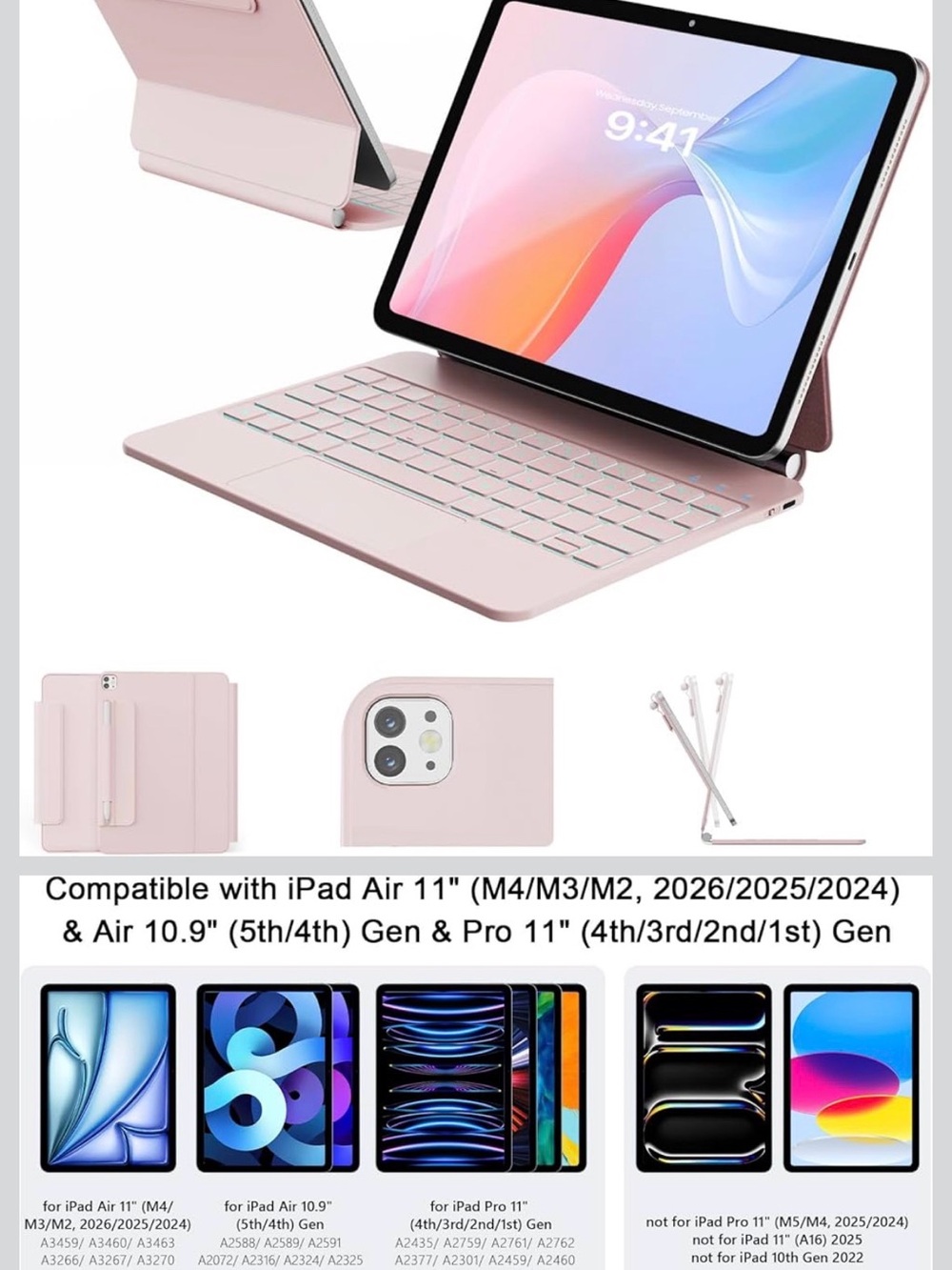 Raymcraft iPad 11” case with keyboard pink
